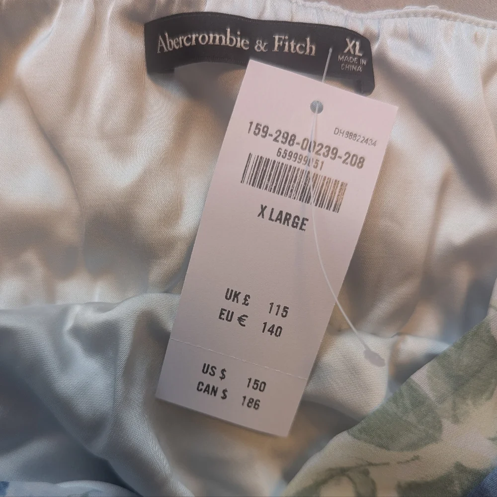 NWT Abercrombie Dolman Sleeve Flowy Maxi Dress in Blue Floral, XL